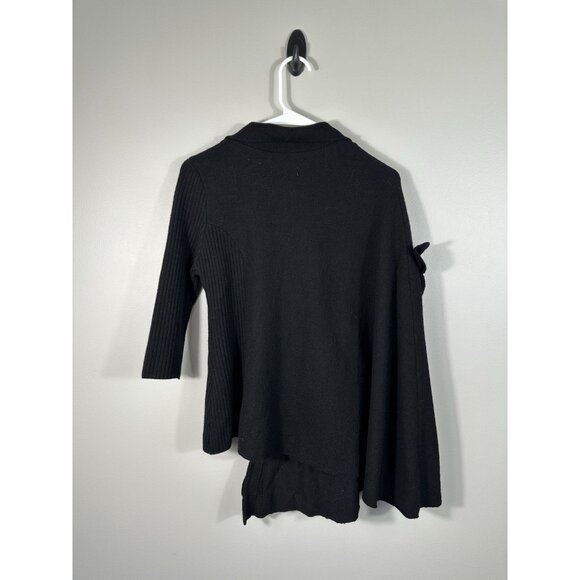 Sleeping On Snow Anthropologie Cardigan Womens Small‎ Black Wool Blend Cape Boho - Picture 2 of 8